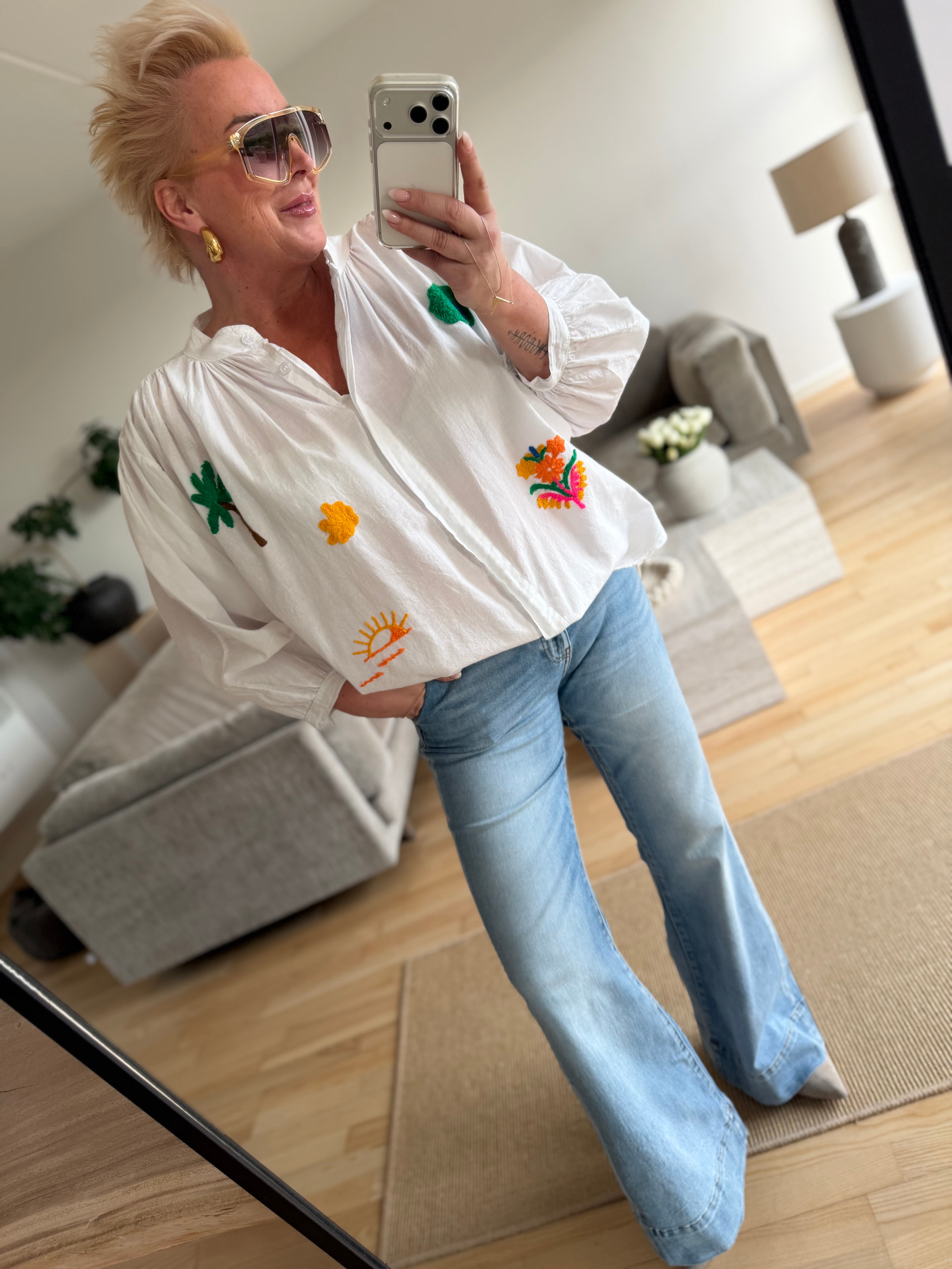 QNUZ 9250 skjorte embrodery white