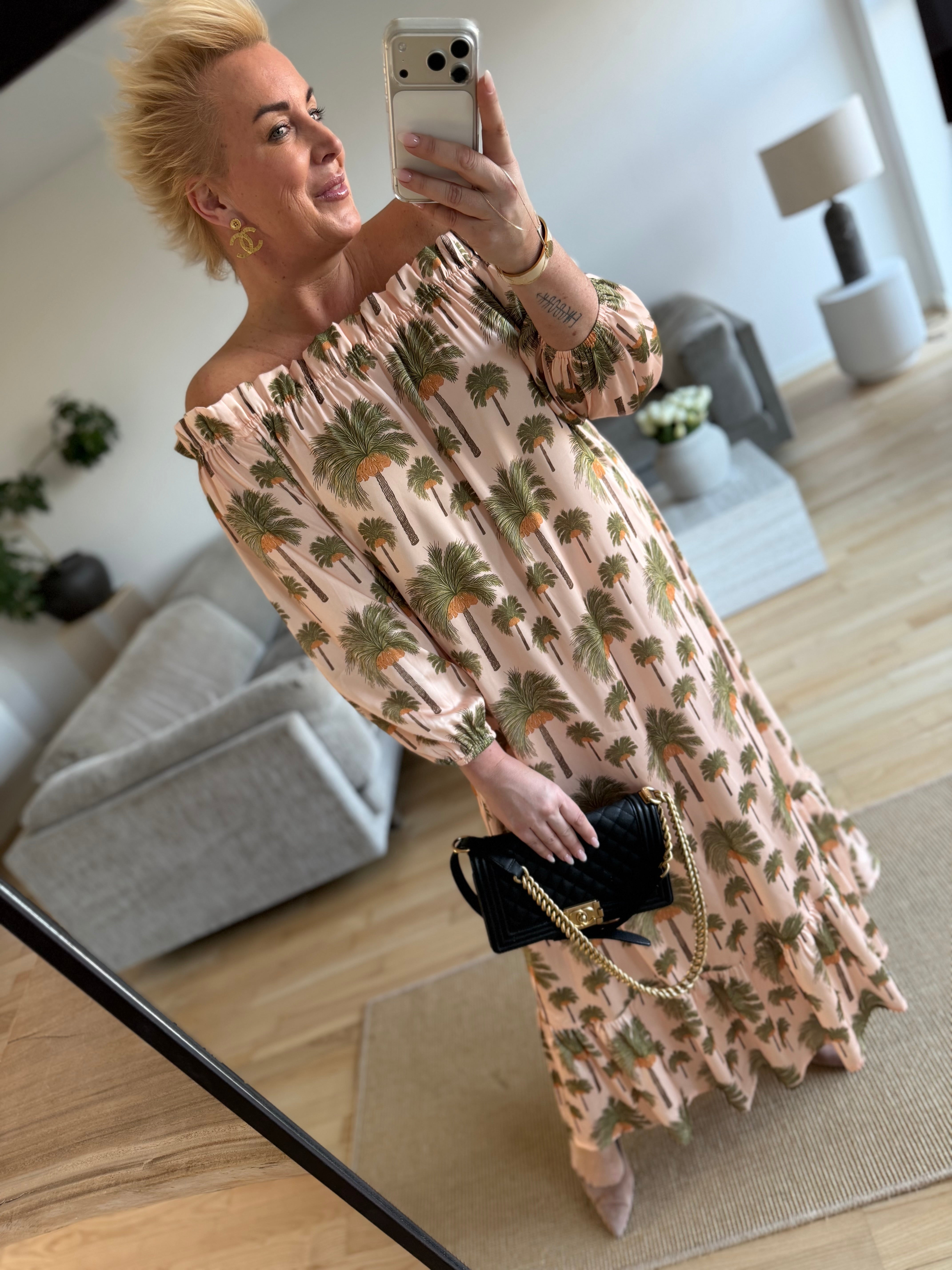 Design By Laerke Elisabeth long dress nude palm