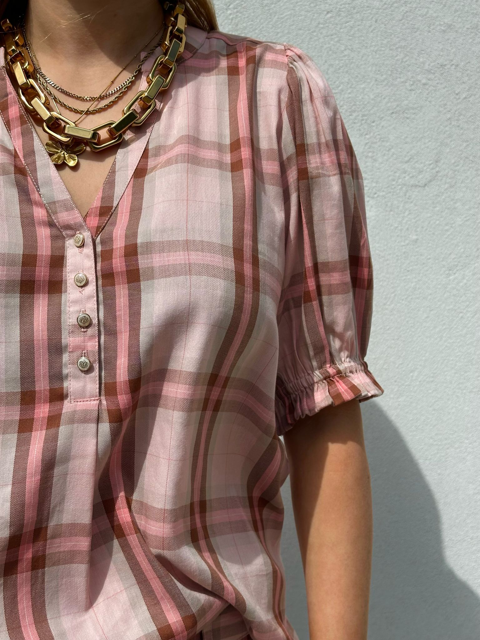 Gaspar 2601356 Tunø blouse SS check pale