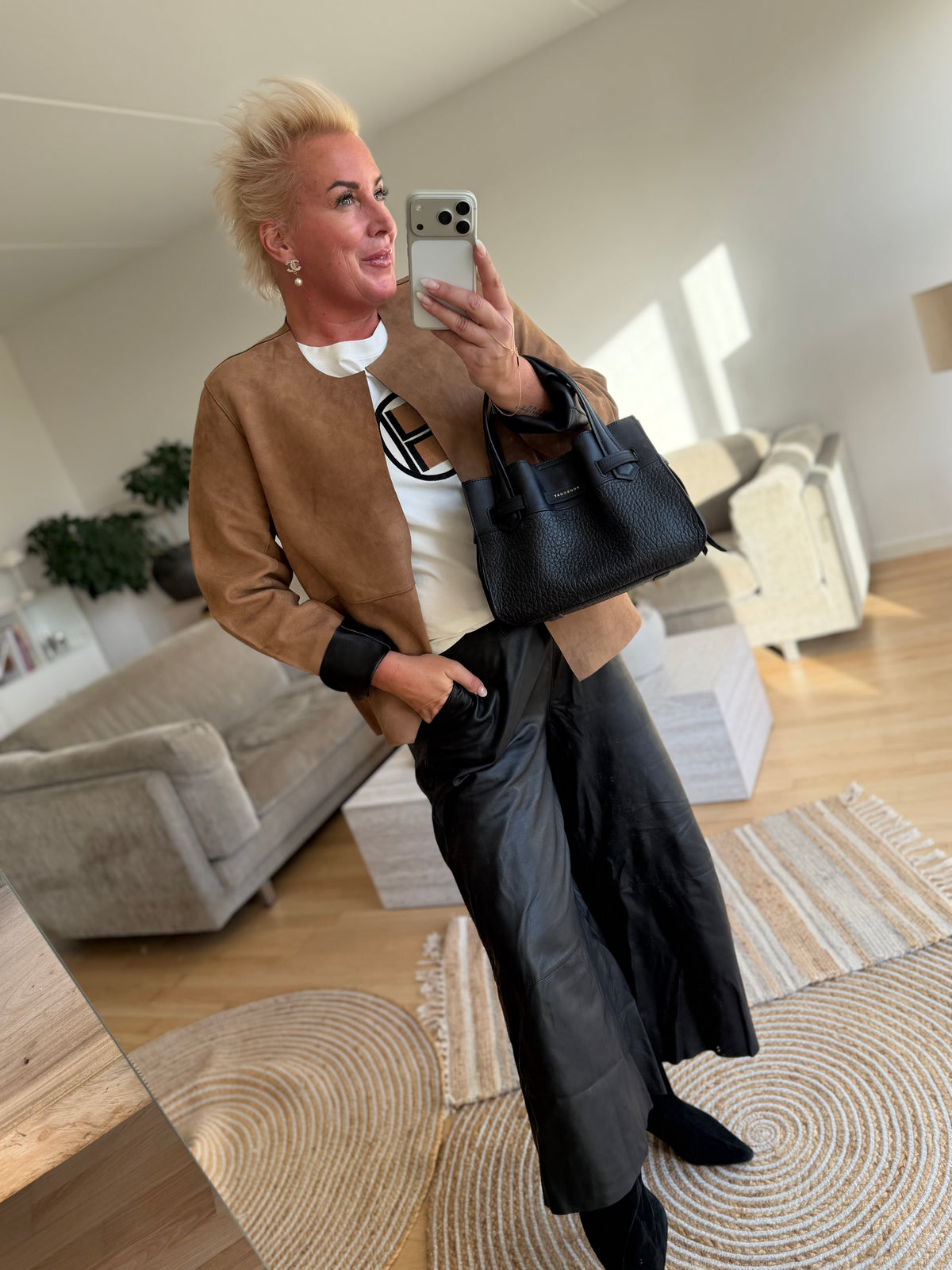 Depeche 51478 Zita short jacket dusty Mud/black