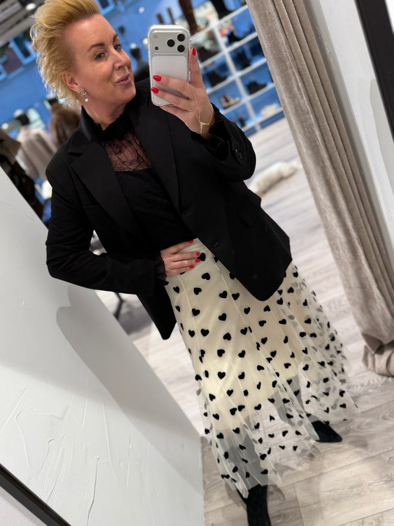 Qnuz 9241 Mesh skirt tyl hearts beige