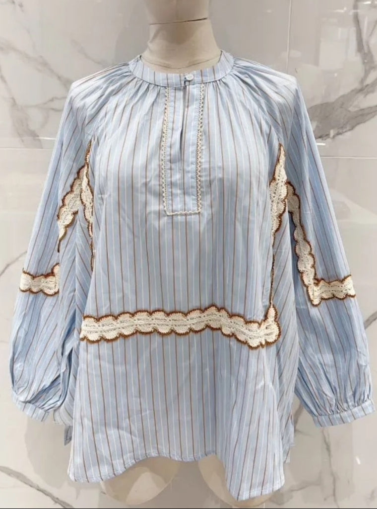 LECOCO 35002 Mellani skjorte stripe blue