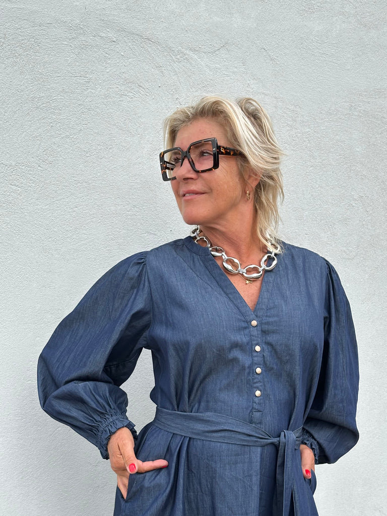 Gaspar 2507724 Tunø kjole LS denim blue