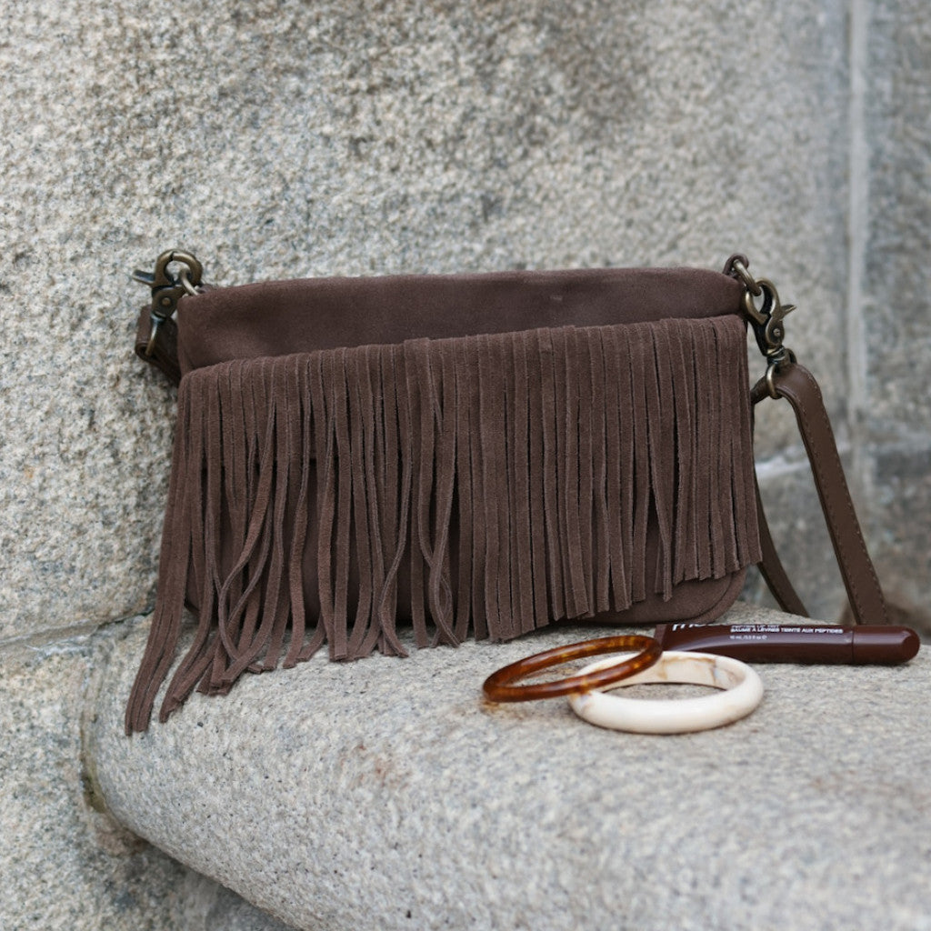 Depeche 16654 clutch suede bag brown