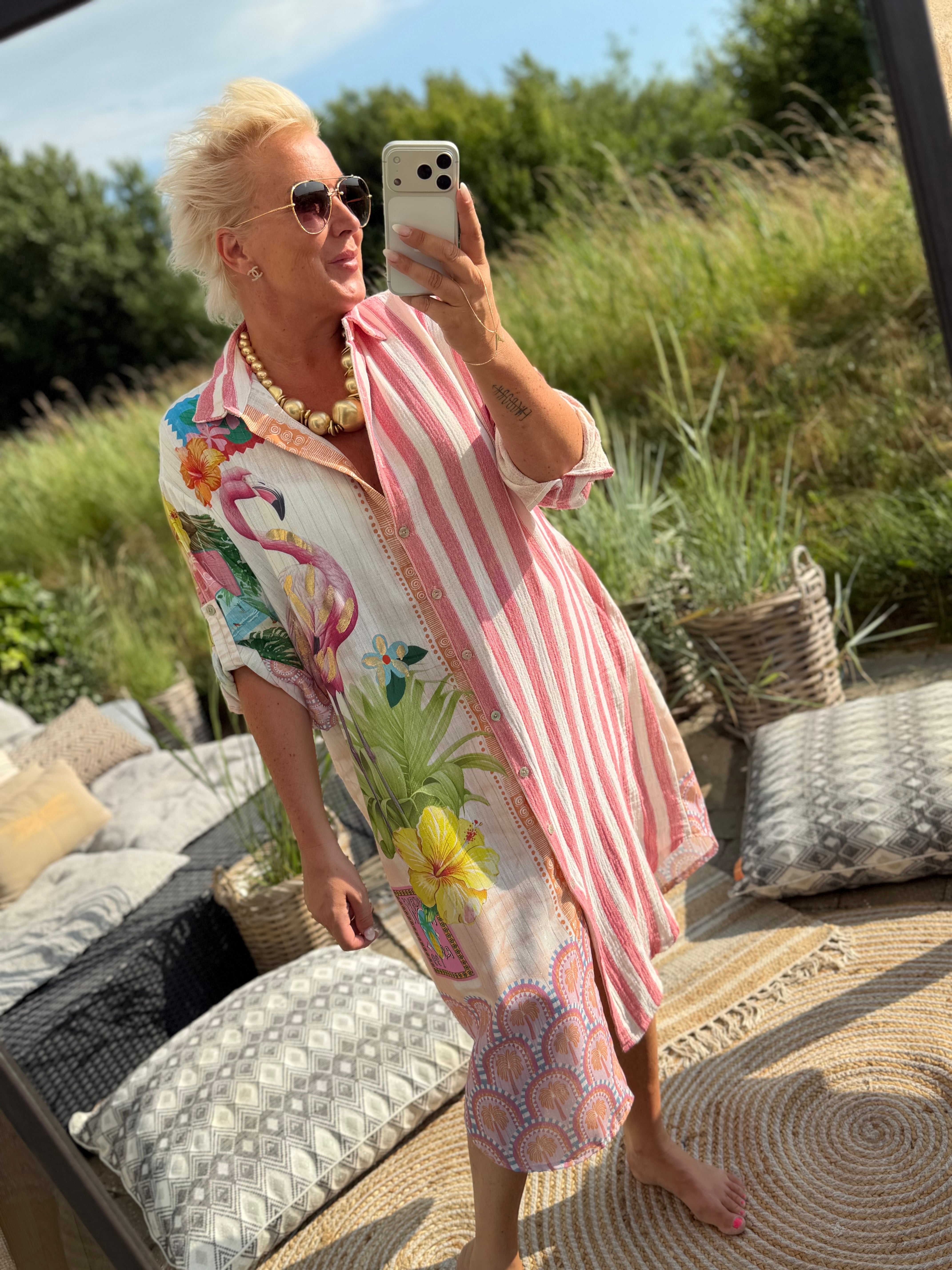 By Engbork Flamingo dress stripe