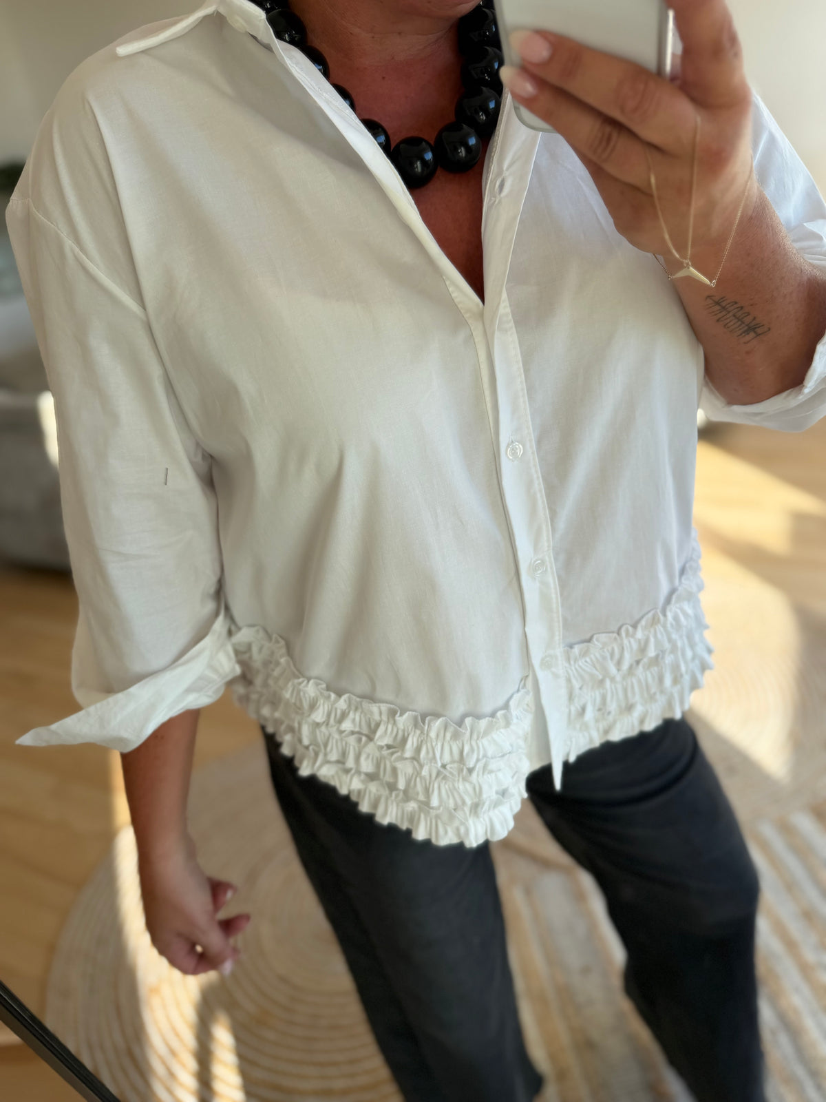 Boho Love B1423 frill shirt white
