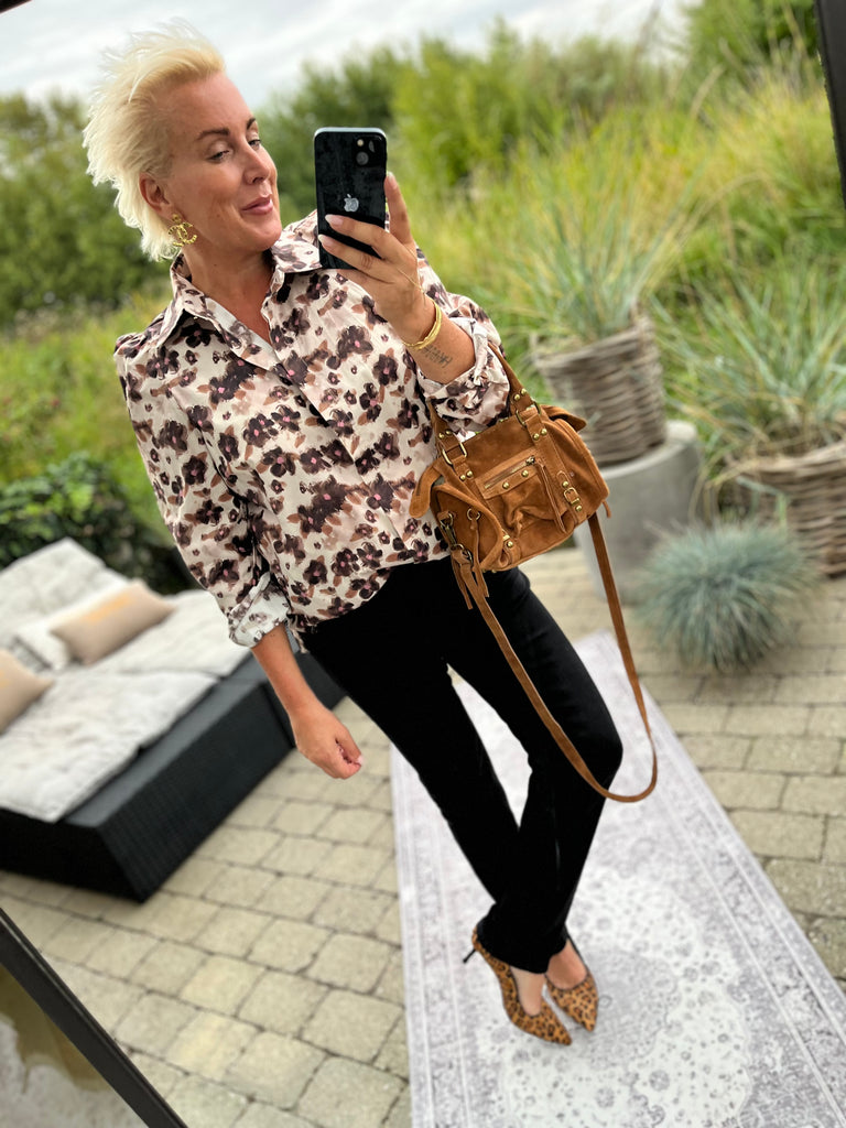 Liberte 21598 Flora LS blouse flower brown