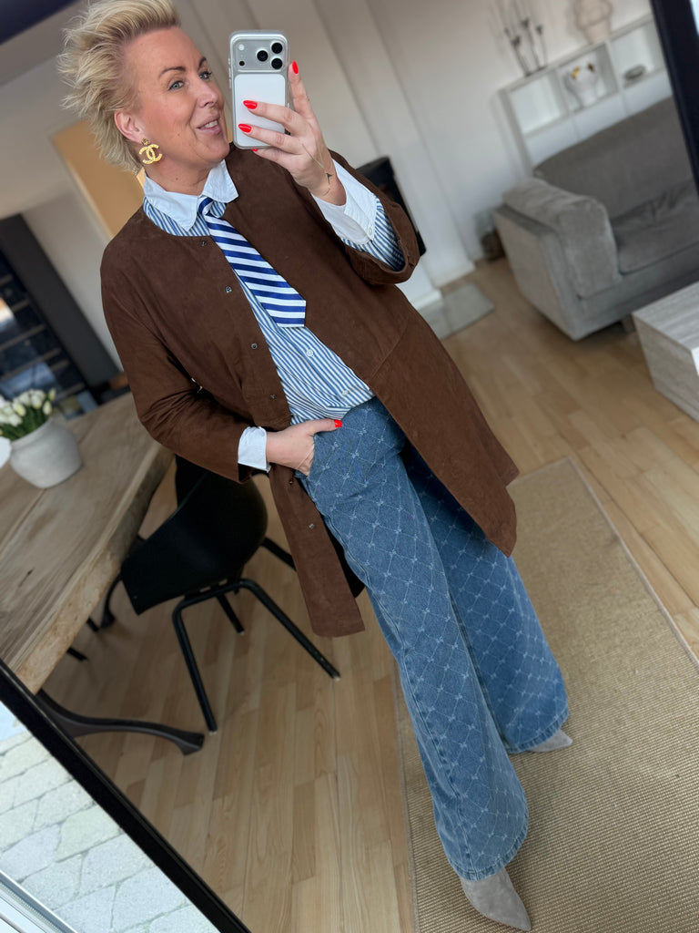 Depeche 51324 Sandy shirt dress suede choco