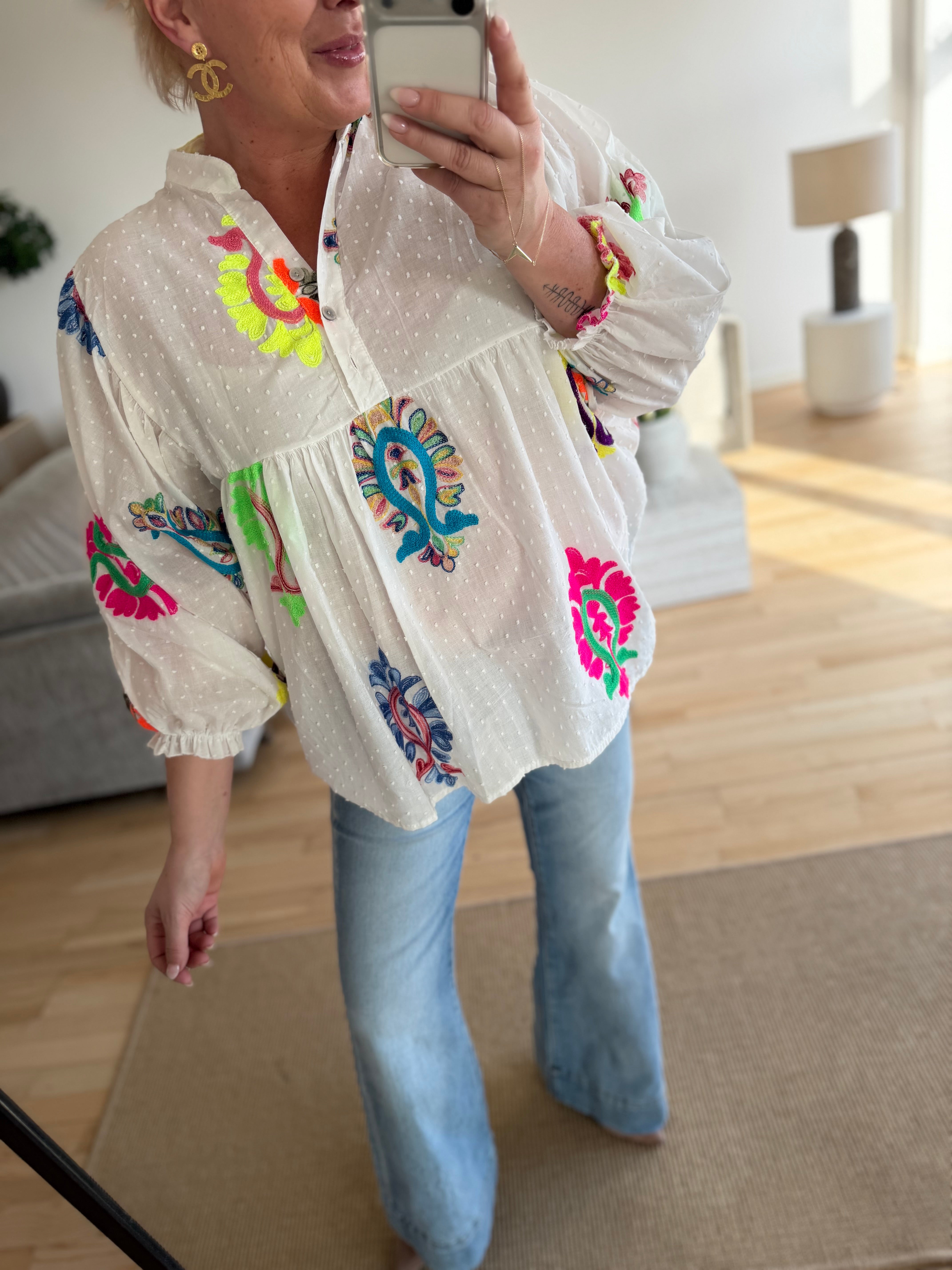 Boho Love B1351 Mix skjorte white
