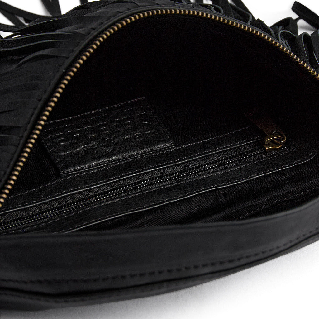 Depeche 16658 bum bag leather fringes black