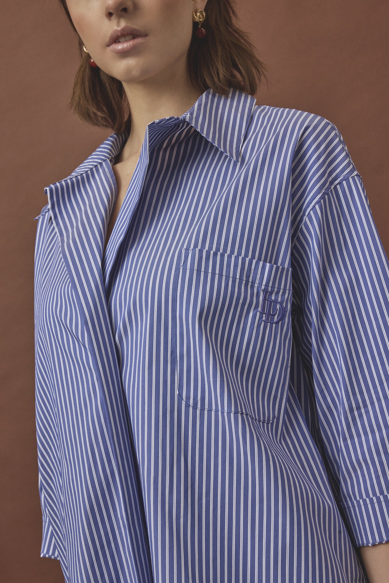 Love & Divine love1537 shirt stripe blue