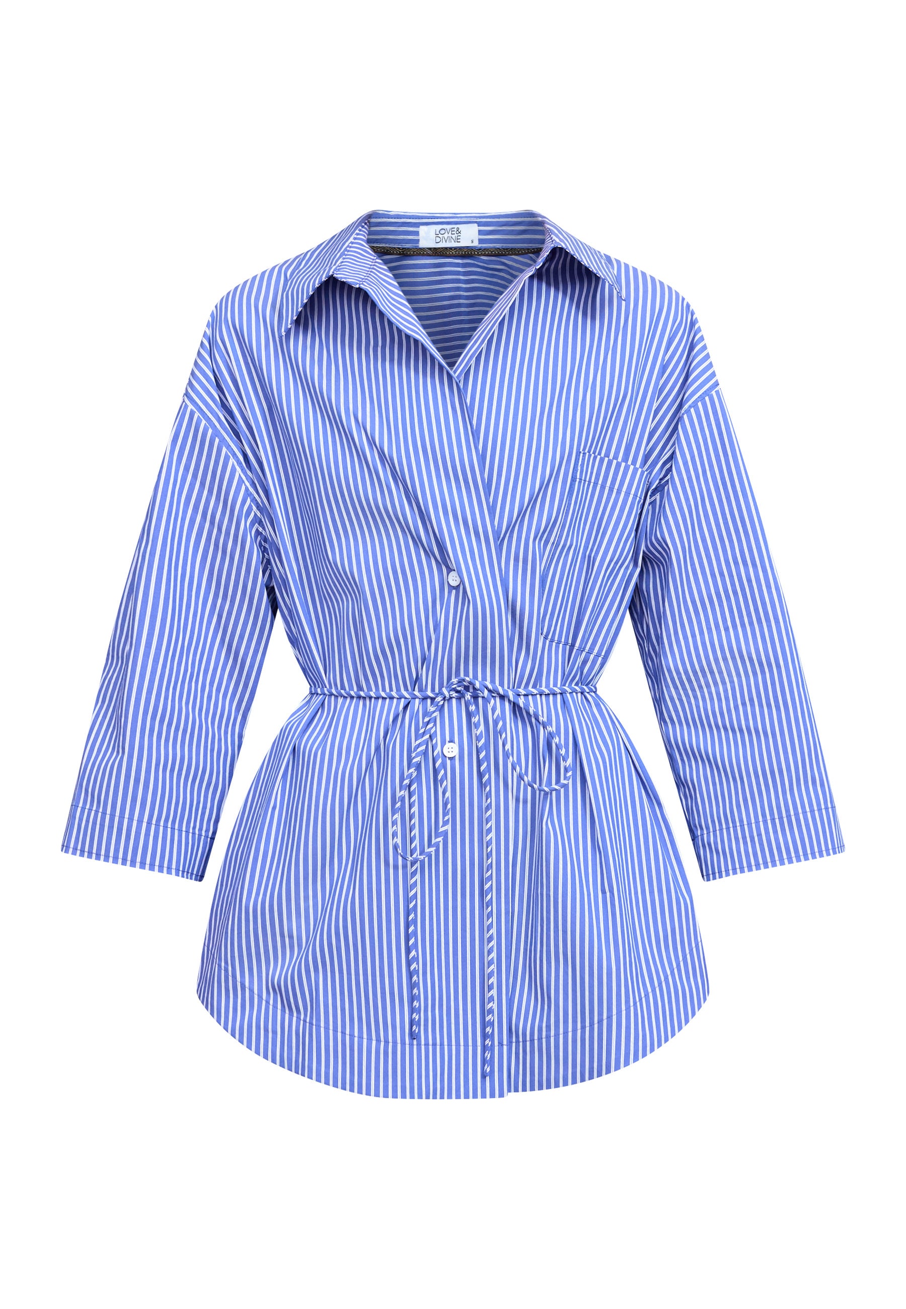 Love & Divine love1537 shirt stripe blue