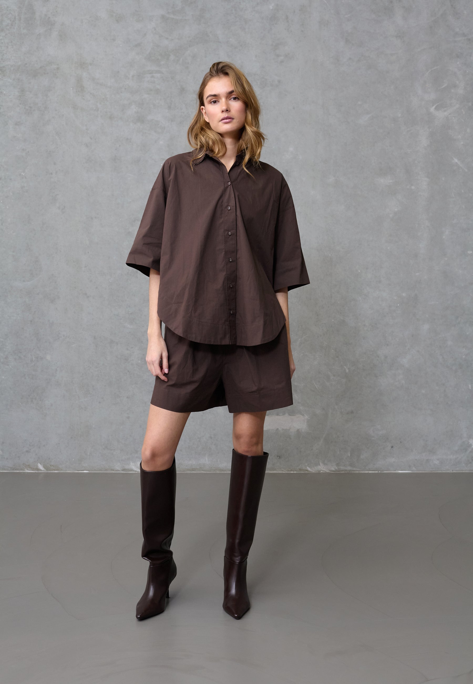 Love & Divine love971-15 shirt cotton chocolate