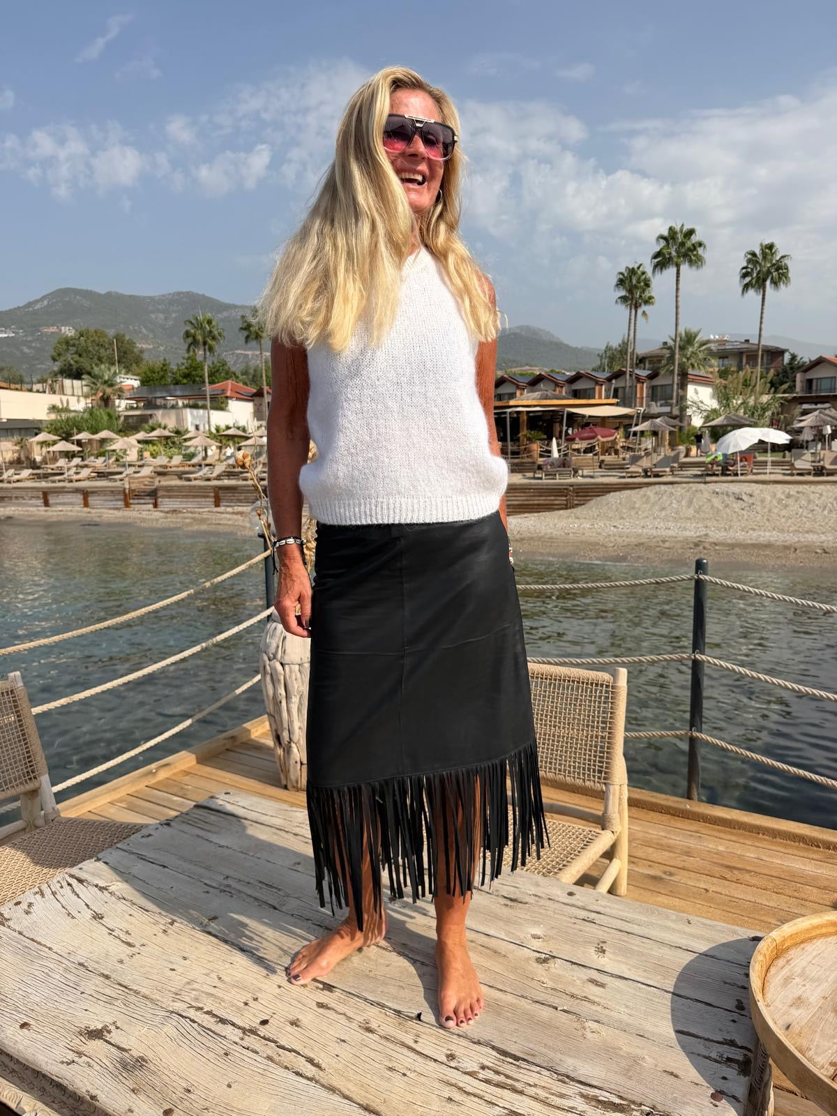 Depeche 51518 Safina skirt fringes black