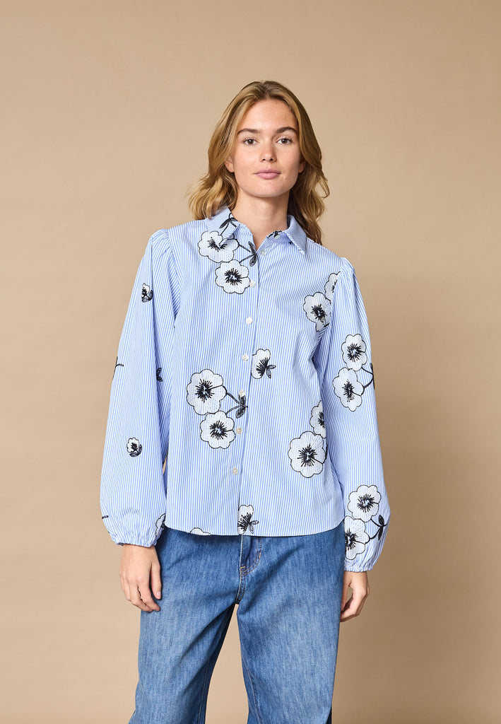 Love & Divine love1430 shirt blue flower
