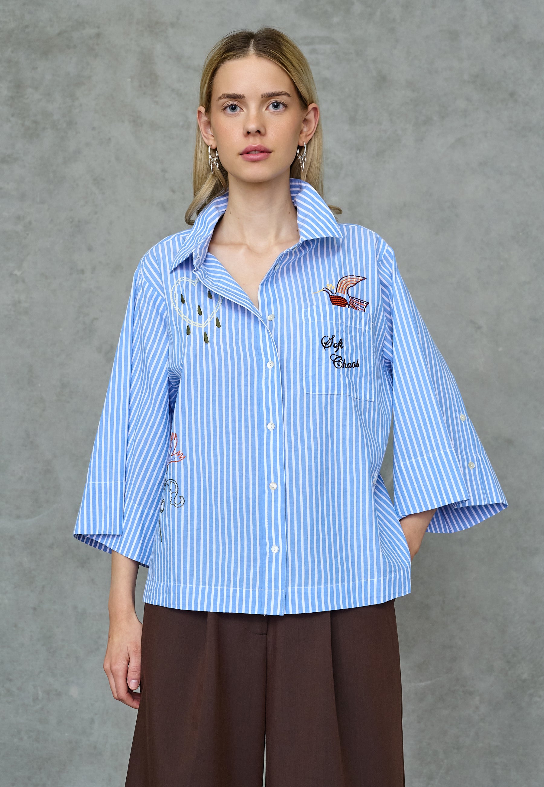 Love & Divine love1562 shirt stripe blue