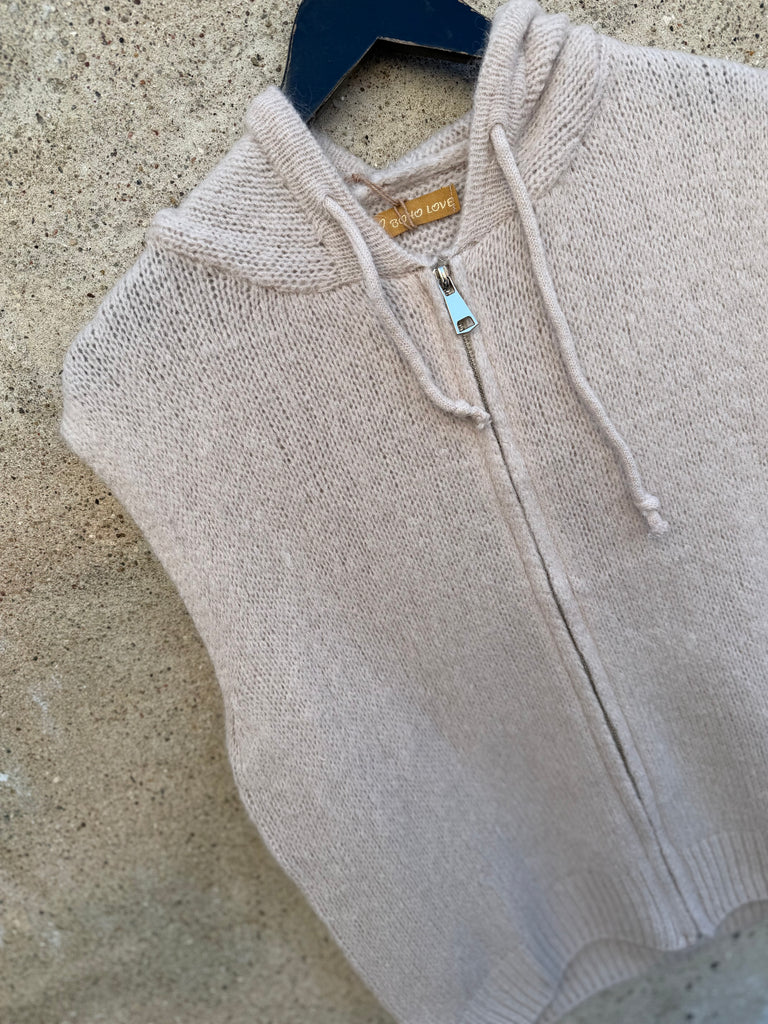 Boho Love B1342 strik vest hoodie beige