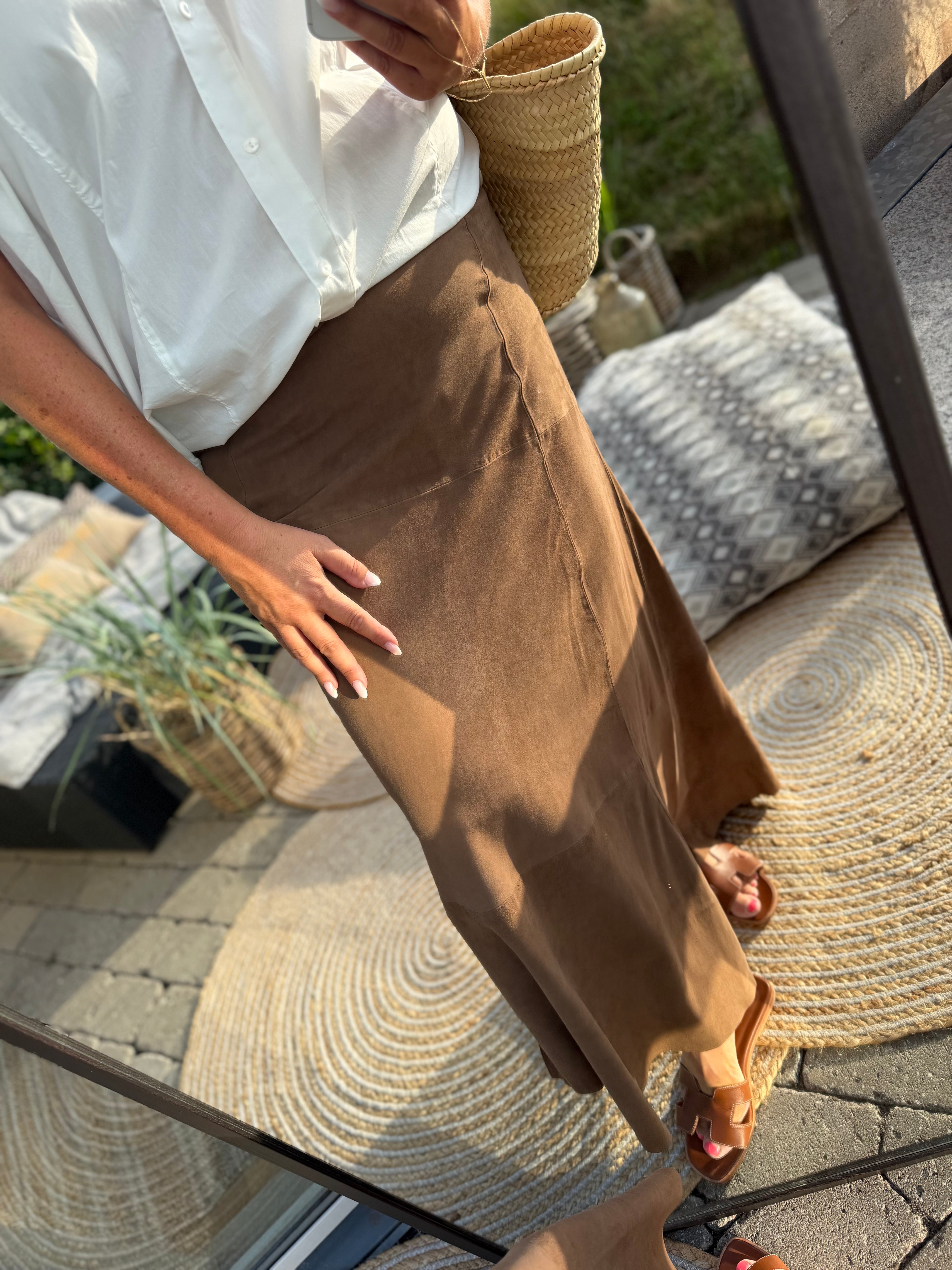 Depeche 51312 Naomi long skirt suede toffee