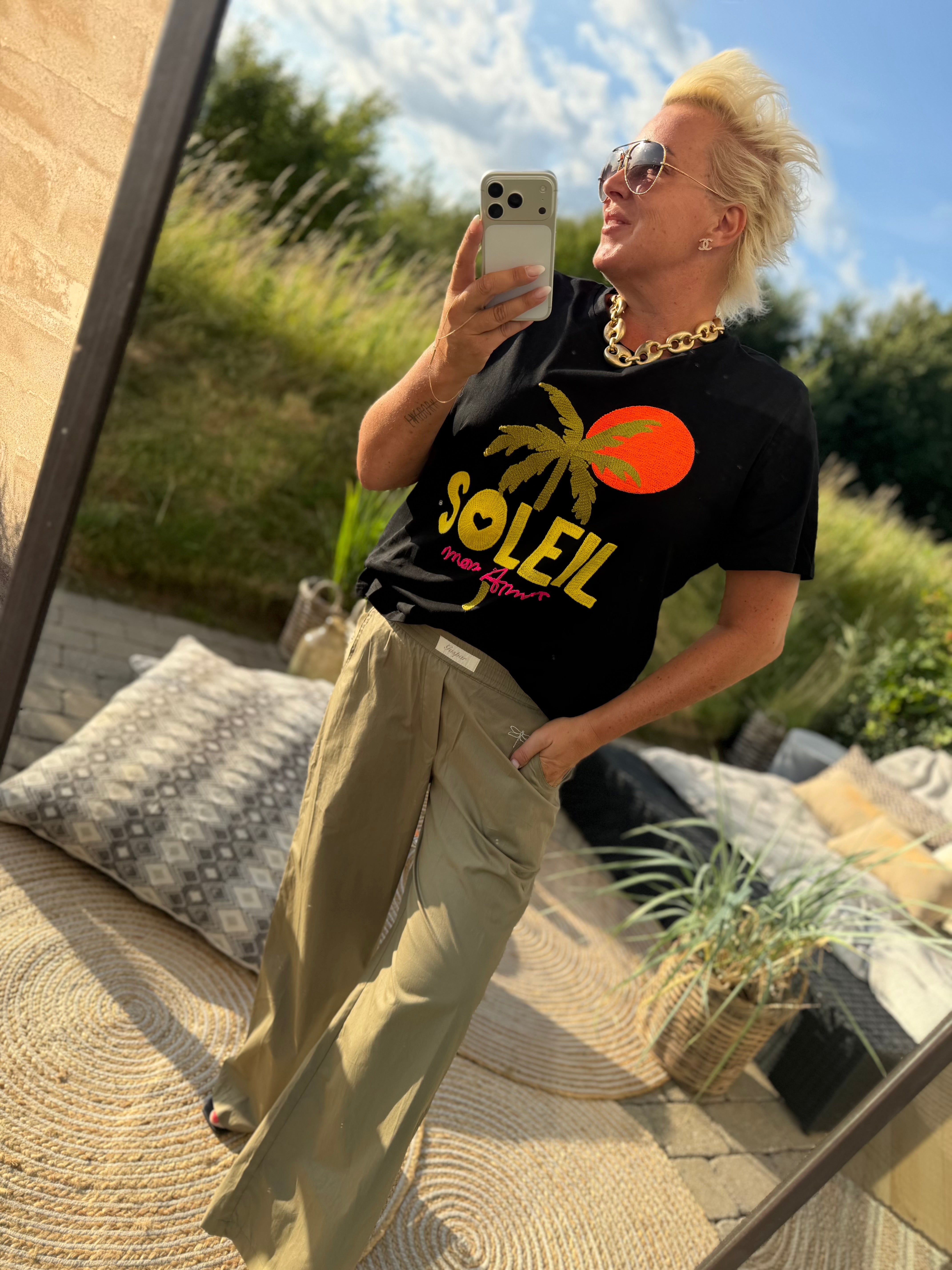Soleil palm sun T-shirt black