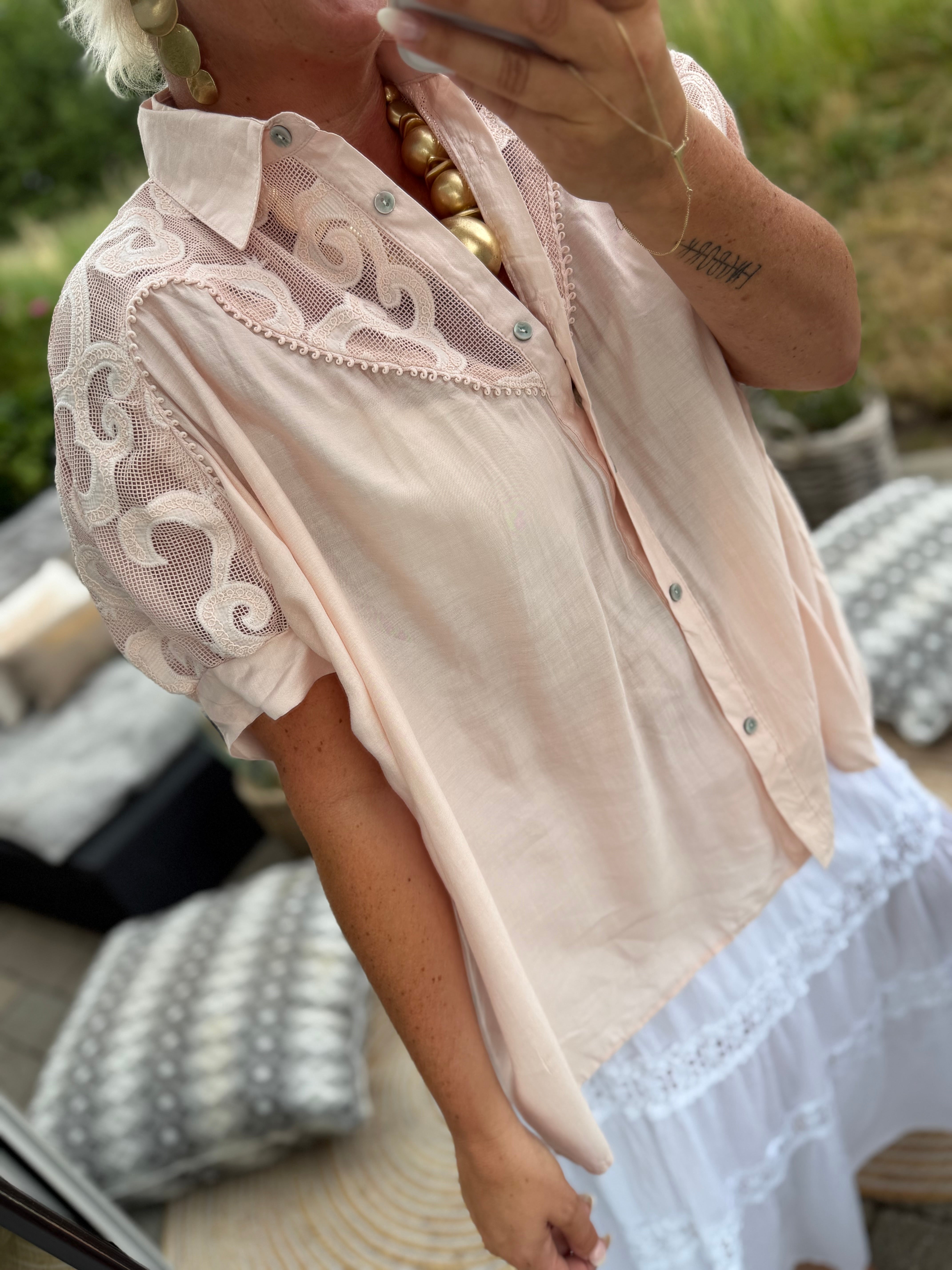 Lene 10089 shirt lace rosa