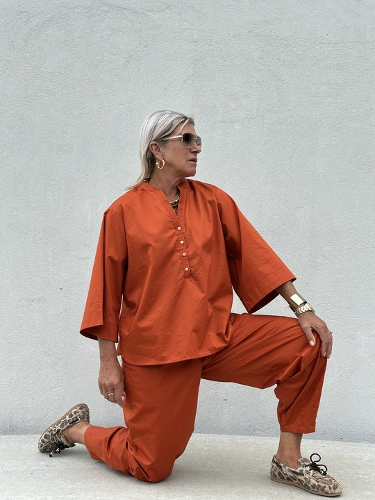 Gaspar 2601346 Mumbai blouse poplin burnt sienna