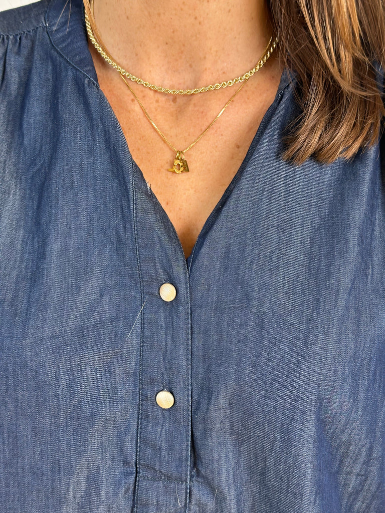 Gaspar 2510323 Læsø V-neck denim bluse