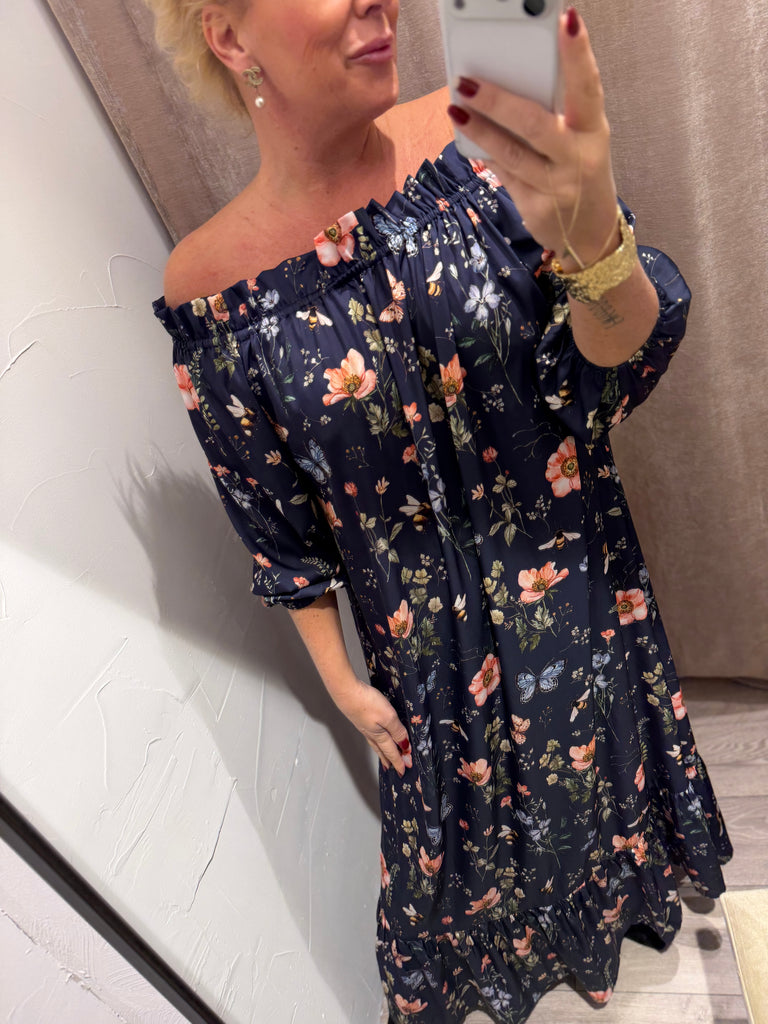 Design By Laerke Elisabeth long dress flower navy