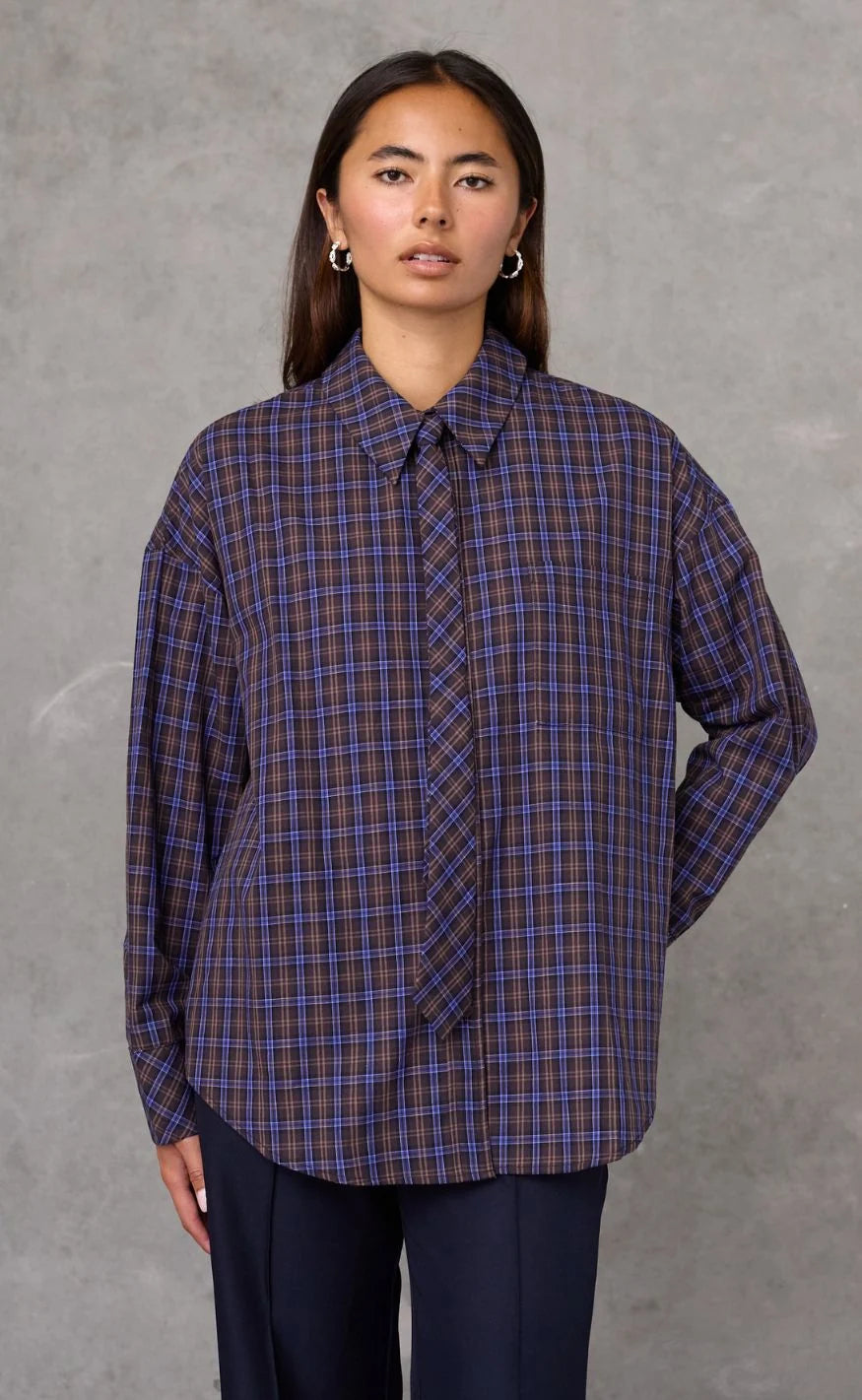 Love & Divine love1645 shirt brown check