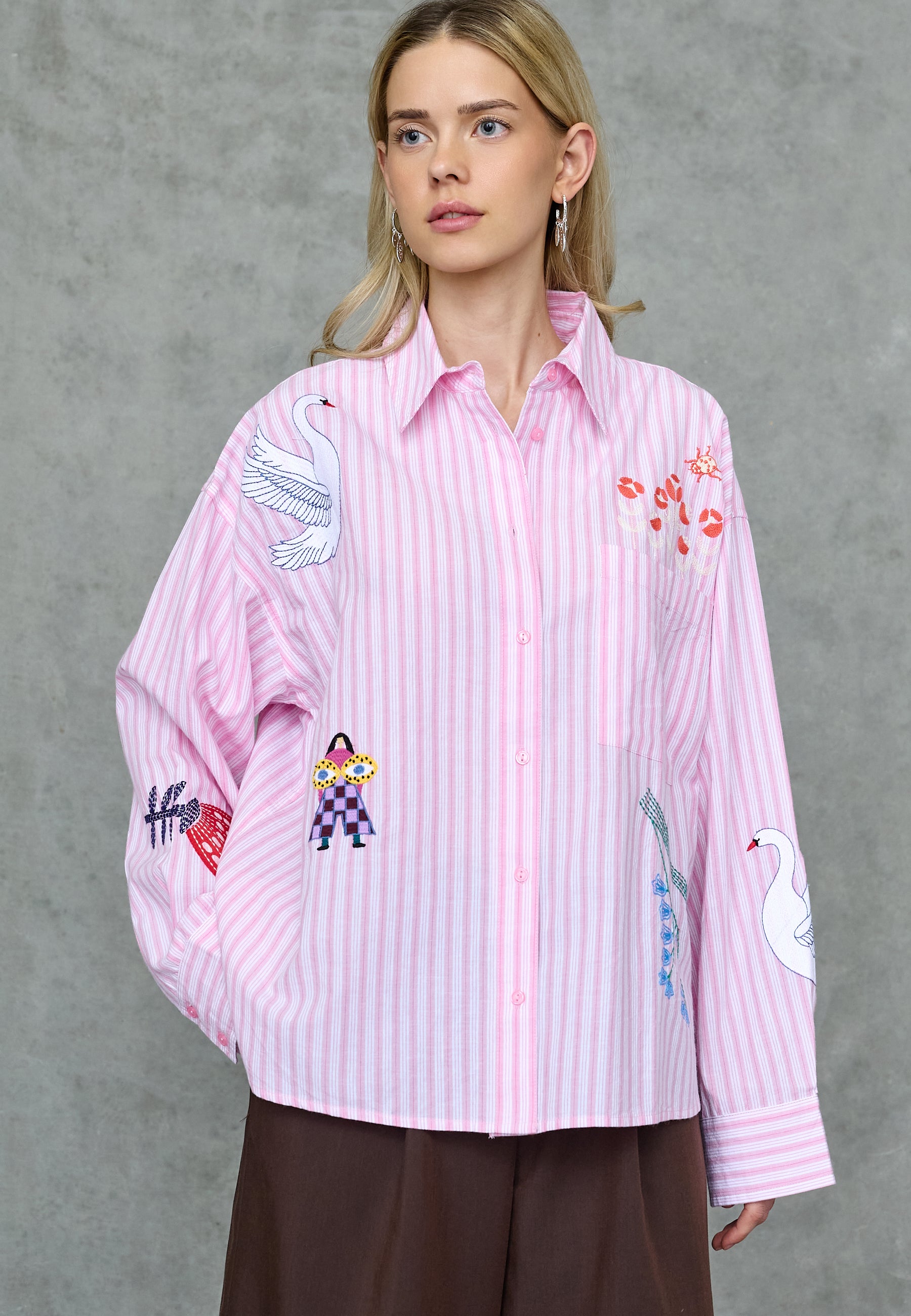 Love & Divine love1555-2 shirt stripe rose