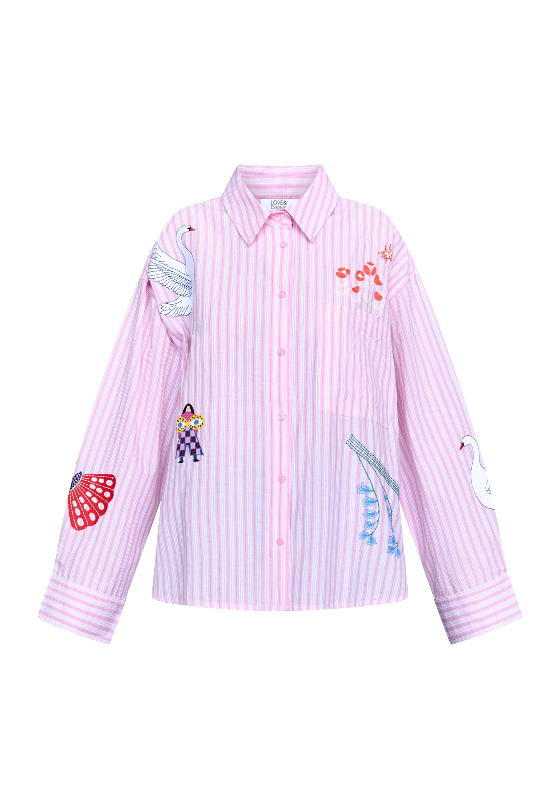 Love & Divine love1555-2 shirt stripe rose