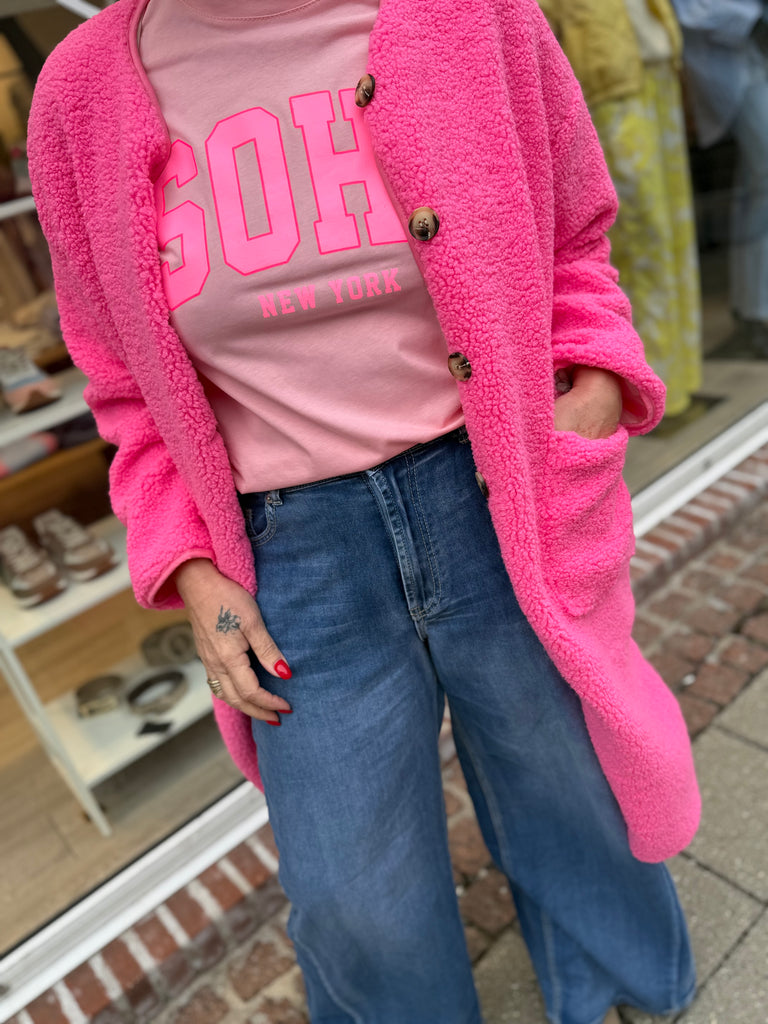 Boho Love B1316 Teddy long jacket pink