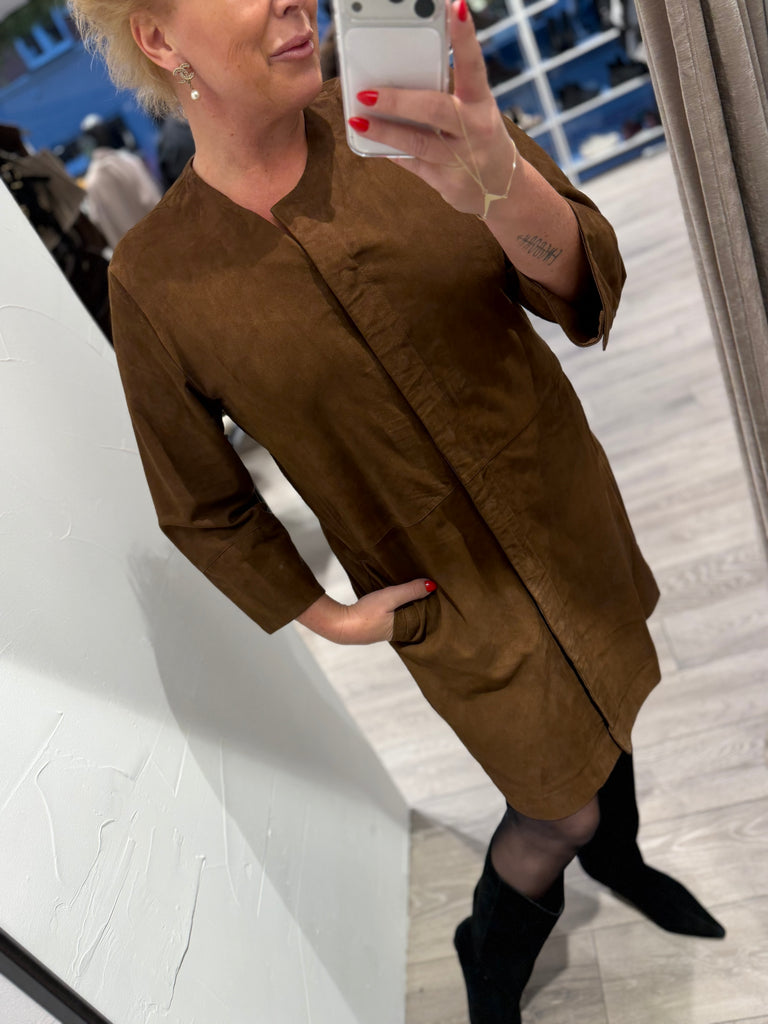 Depeche 51324 Sandy shirt dress suede choco