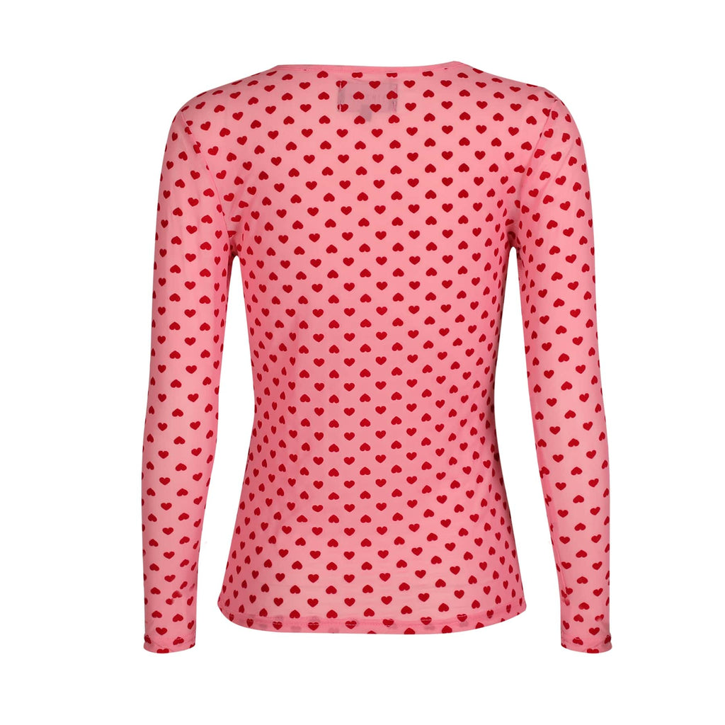 Liberte 22065 mesh LS T-shirt pink flock heart
