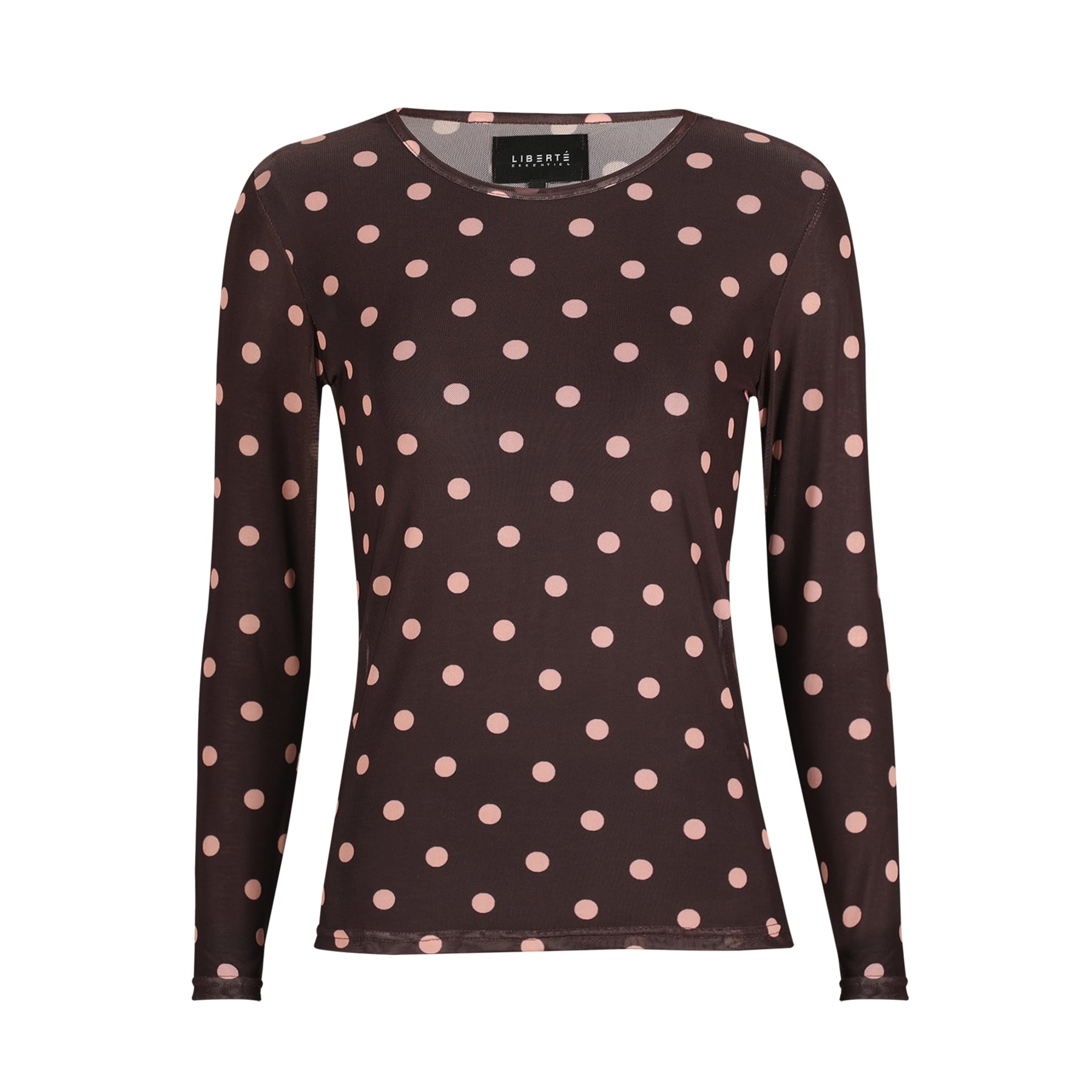 Liberte 22065 mesh LS T-shirt plum big dot