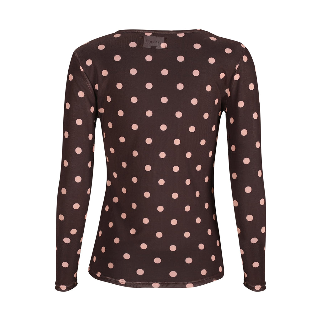 Liberte 22065 mesh LS T-shirt plum big dot