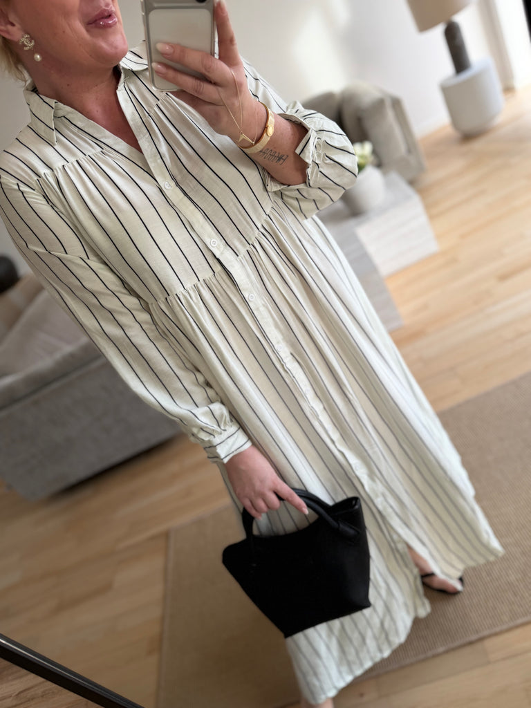 By Engbork Aurora stripe dress white