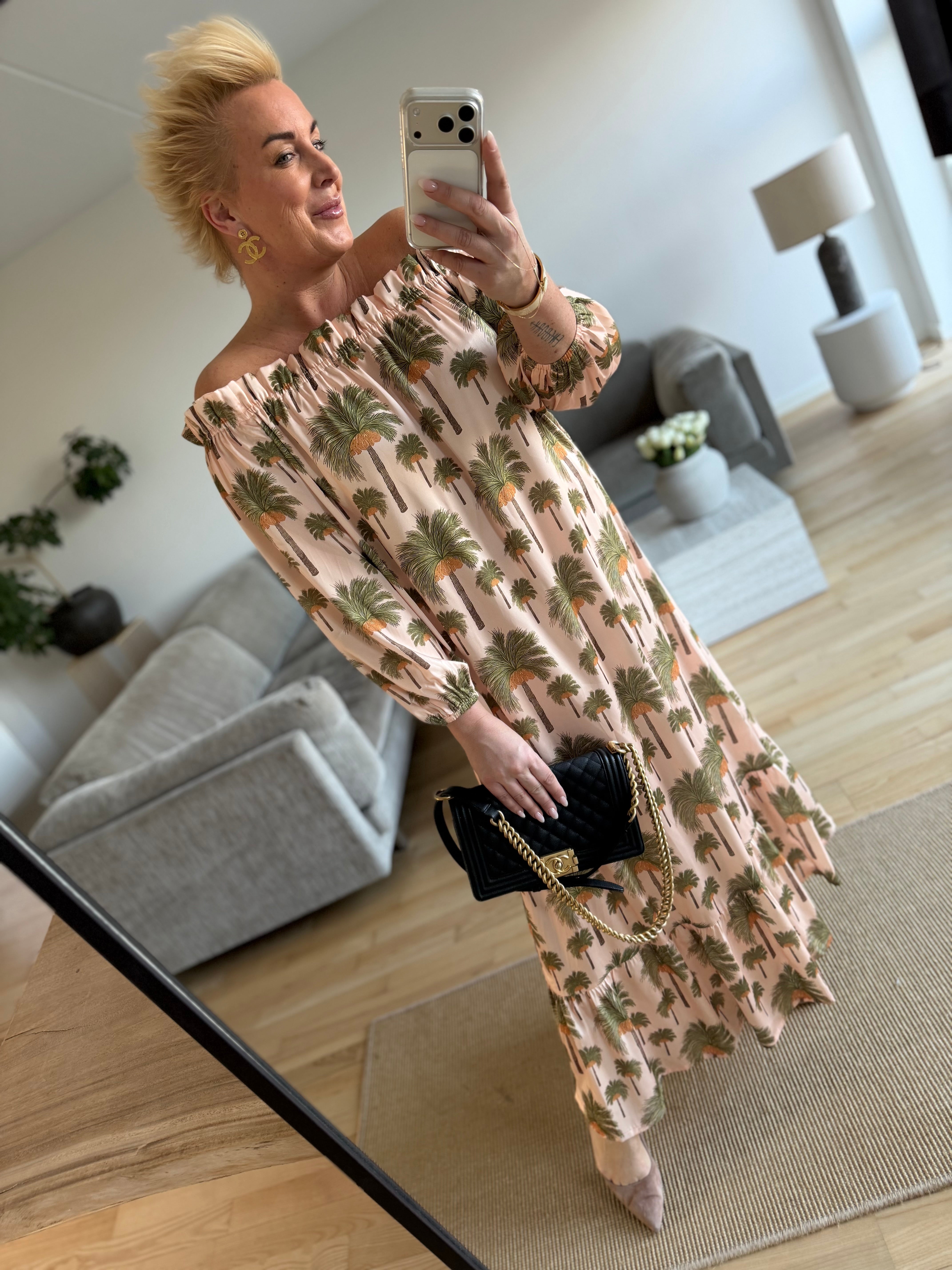 Design By Laerke Elisabeth long dress nude palm