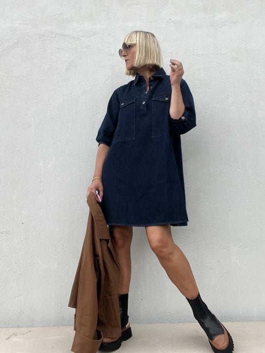 Gaspar 2407705 Malmø denim dress blue