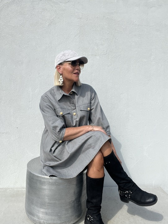 Gaspar 2407705 Malmø denim dress grey