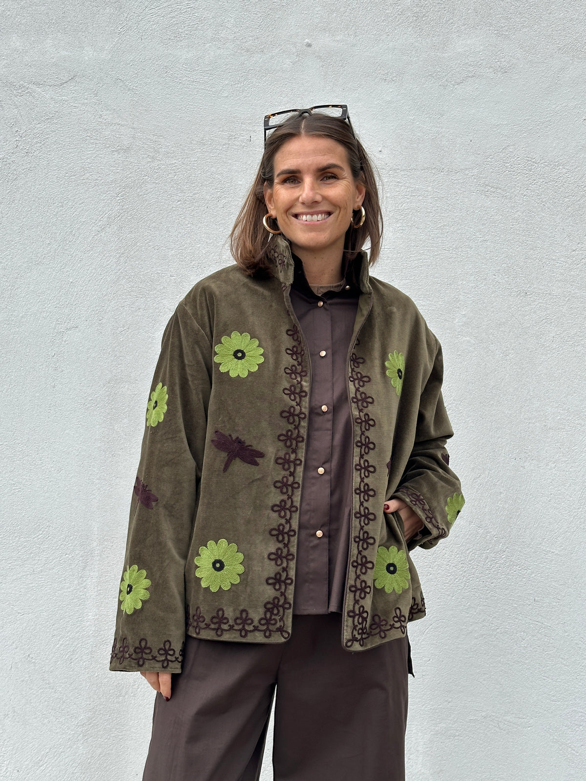 Gaspar 2607505 Utah short velvet jacket olive
