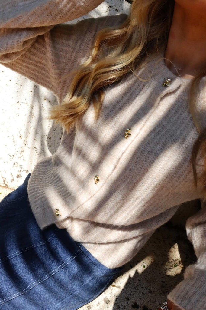 Liberte 22260 Fro cardigan Oneck ivory