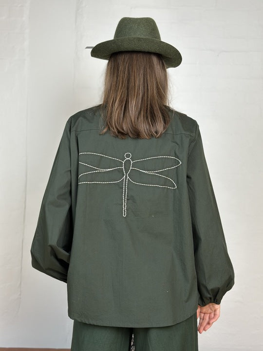 Gaspar 2501342 Læsø poplin bluse dark green