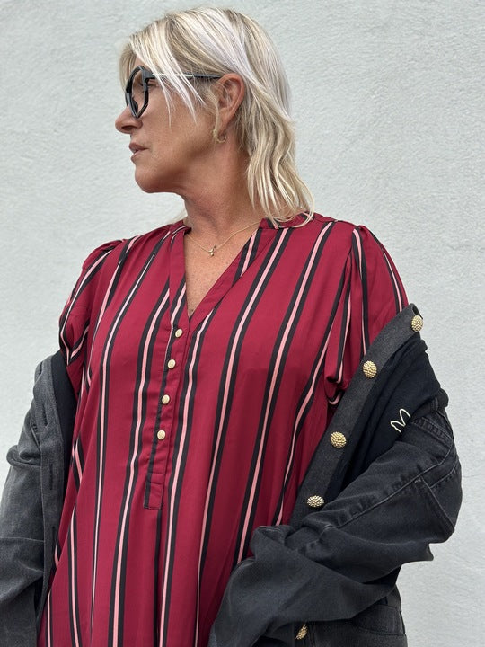 Gaspar 2507715 Tunø stripe kjole bordeaux