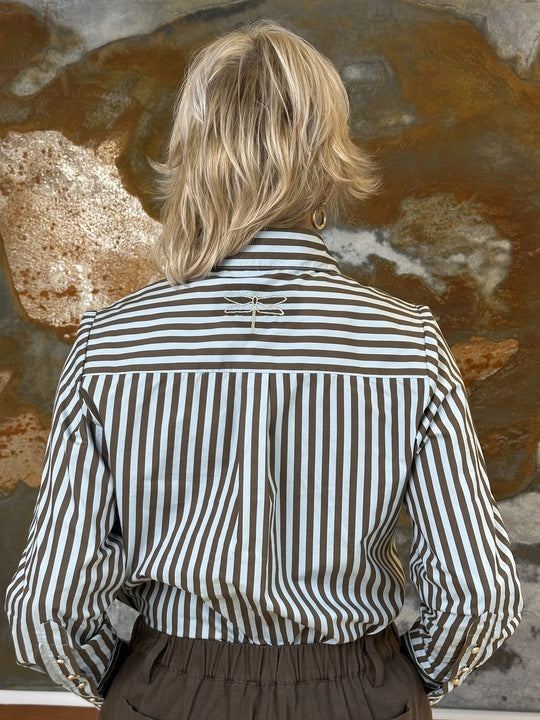 Gaspar 251337 Madison stripe skjorte brown