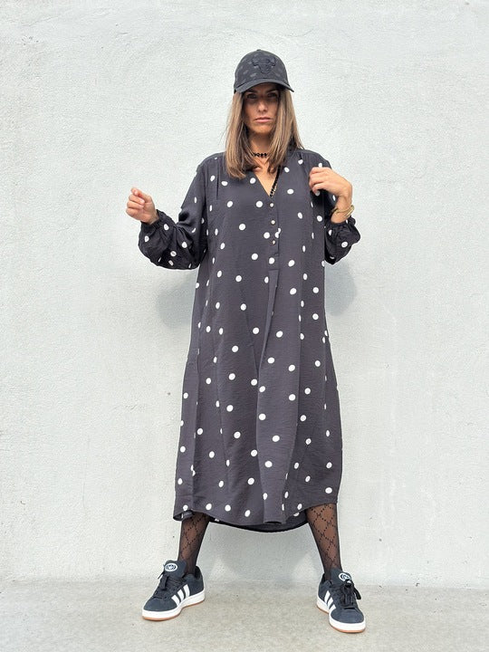 Gaspar 2510706 Luna big dot dress black