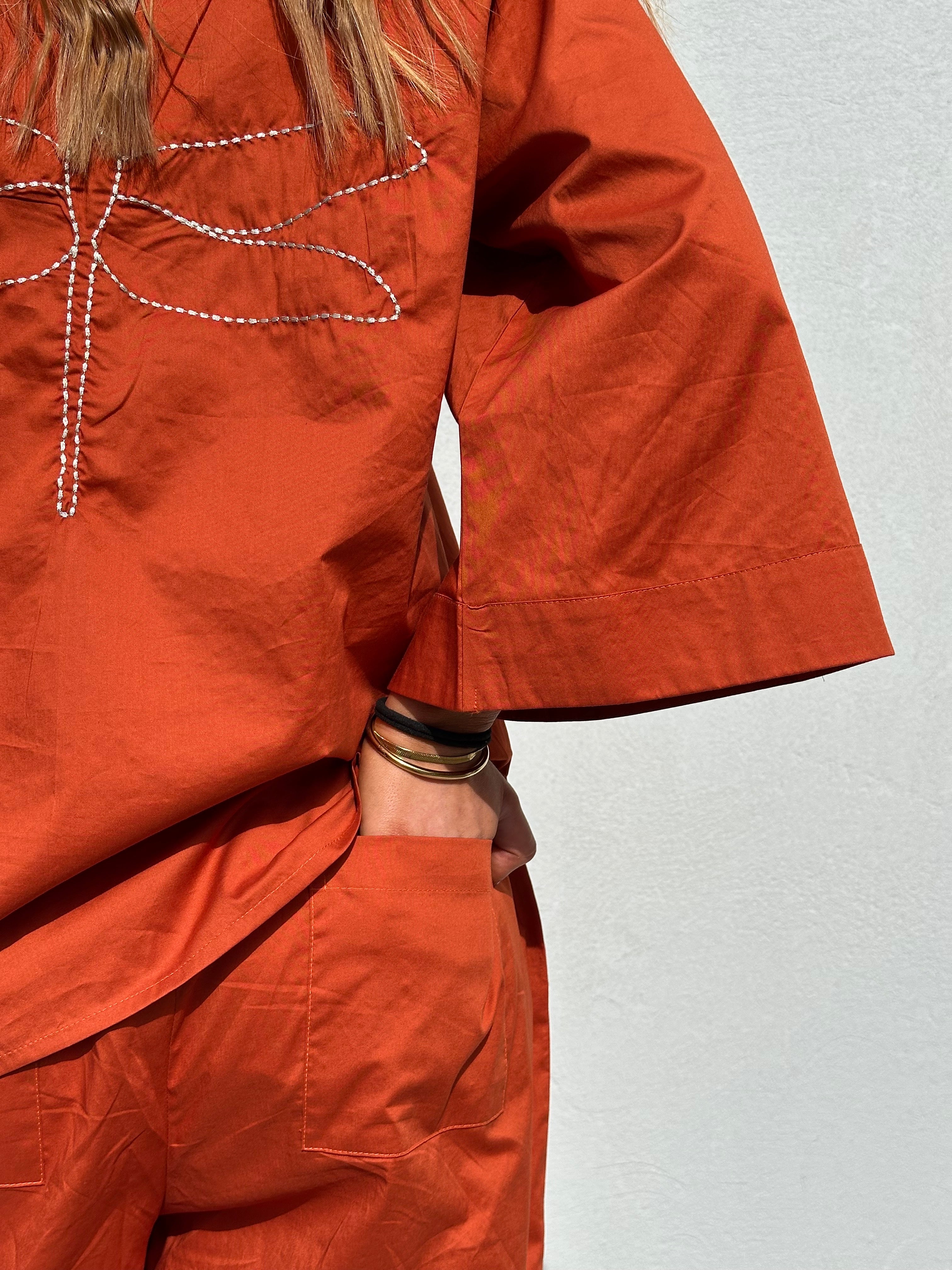 Gaspar 2601346 Mumbai blouse poplin burnt sienna