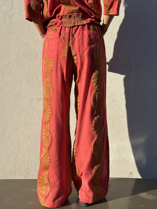 Gaspar 2510929 Honolulu jacquard pants coral