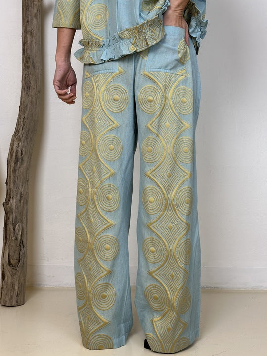 Gaspar 2510929 Honolulu jacquard pants ligth blue