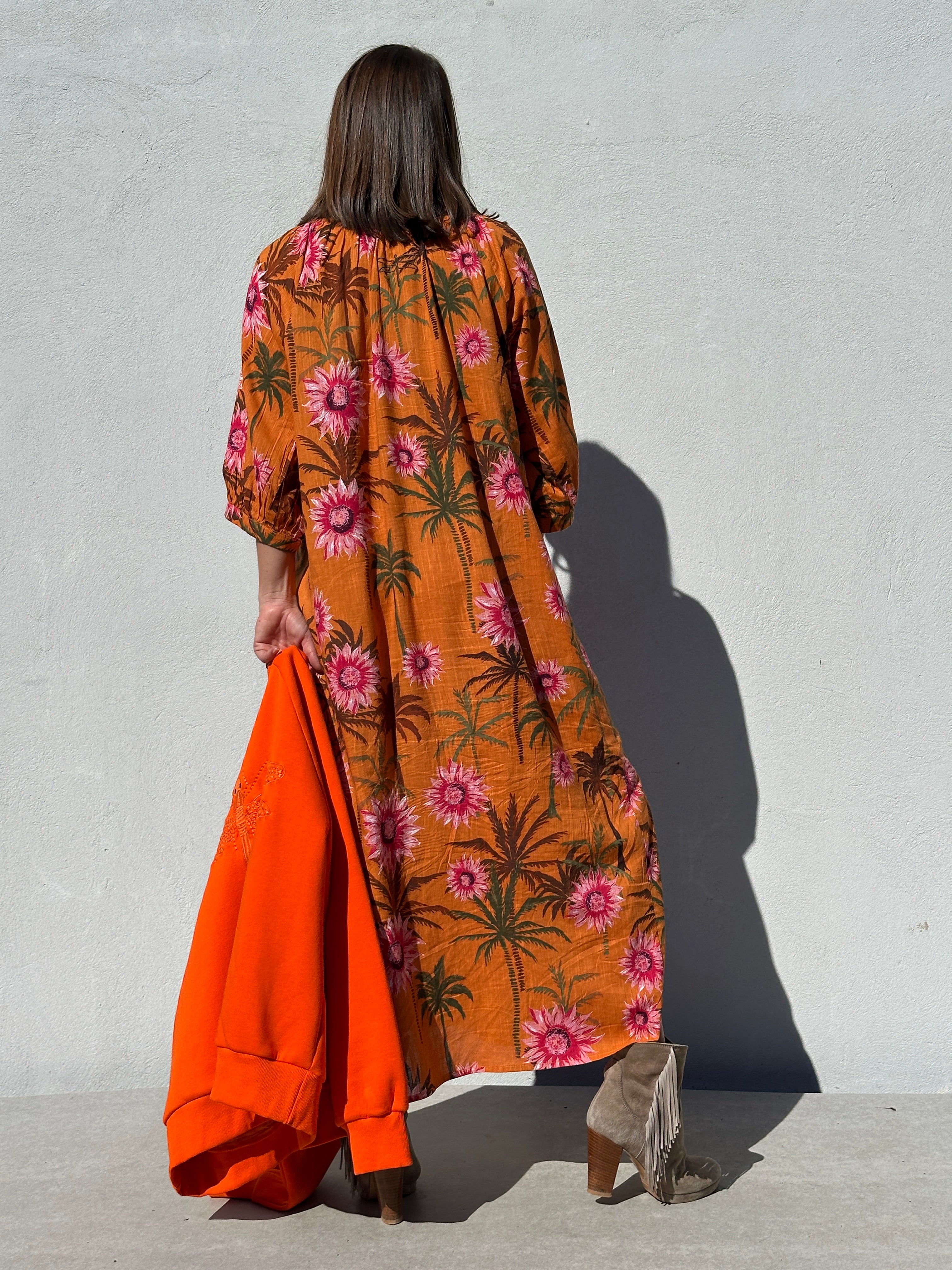 Gaspar 2607765 Athen dress flower orange