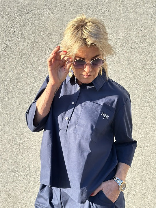 Gaspar 2601305 Porto blouse poplin dark